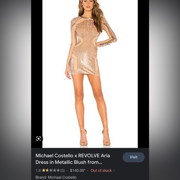 Revolve x Michael Costello Sequin Dress Rose Gold - Picture 7 of 7